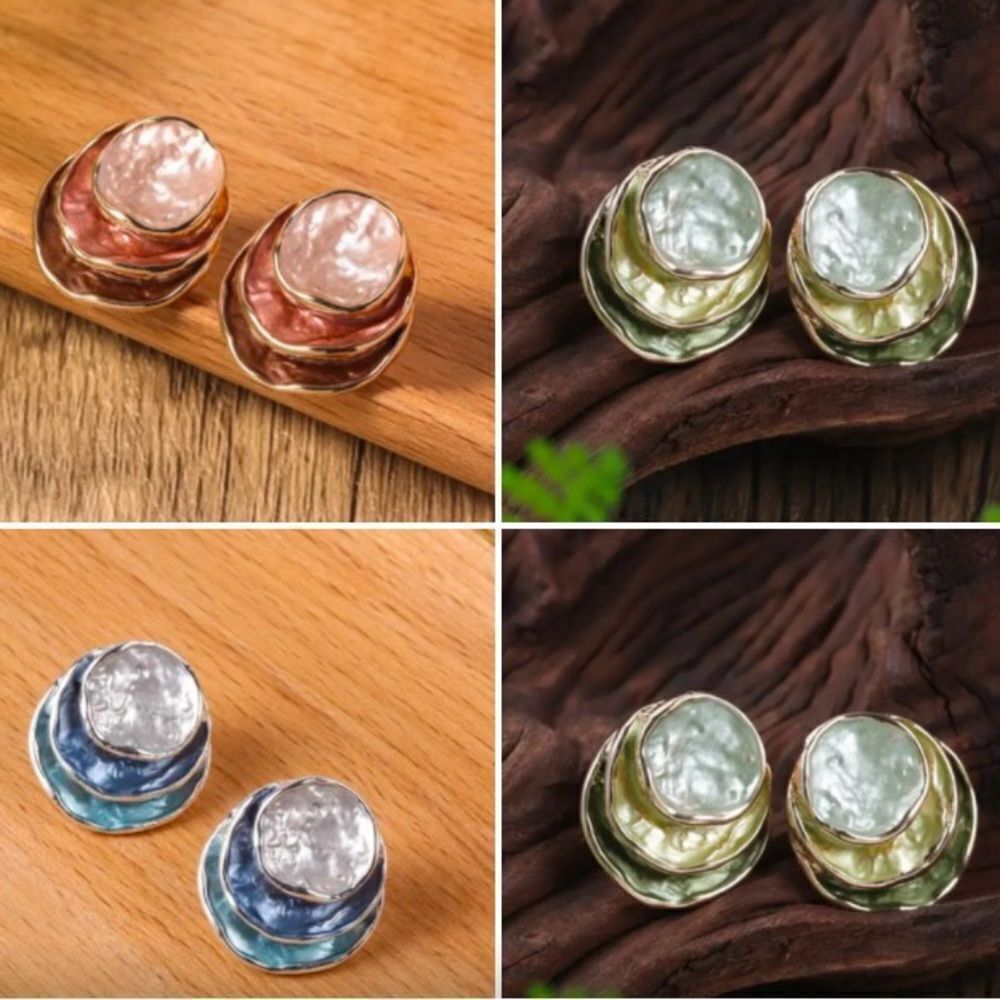 ✨ 🆕 ✨Bohemian Layered Ombre Stud Earrings✨Available: Blue, Brown, Green Tones✨